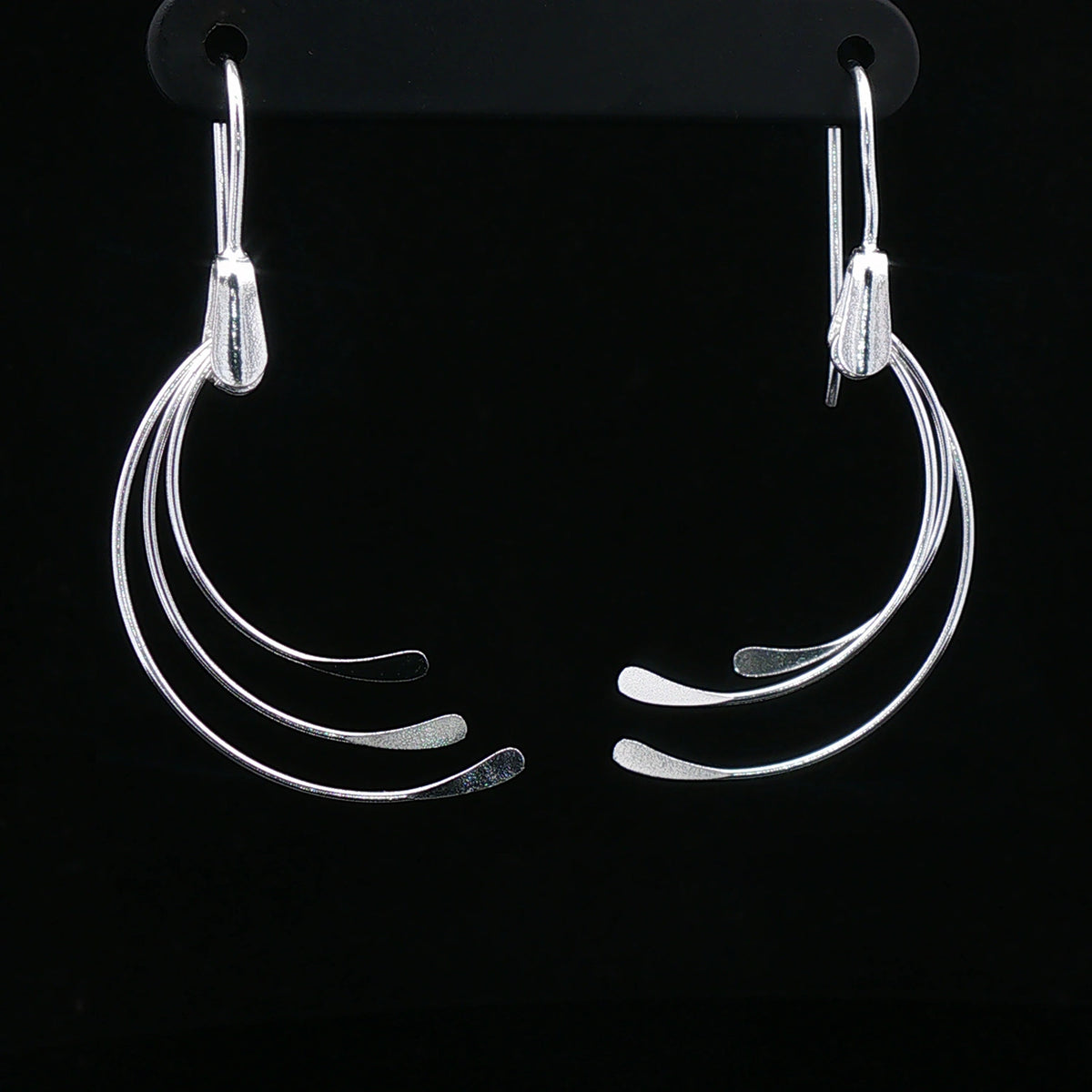 Silver Wave Drop Earrings