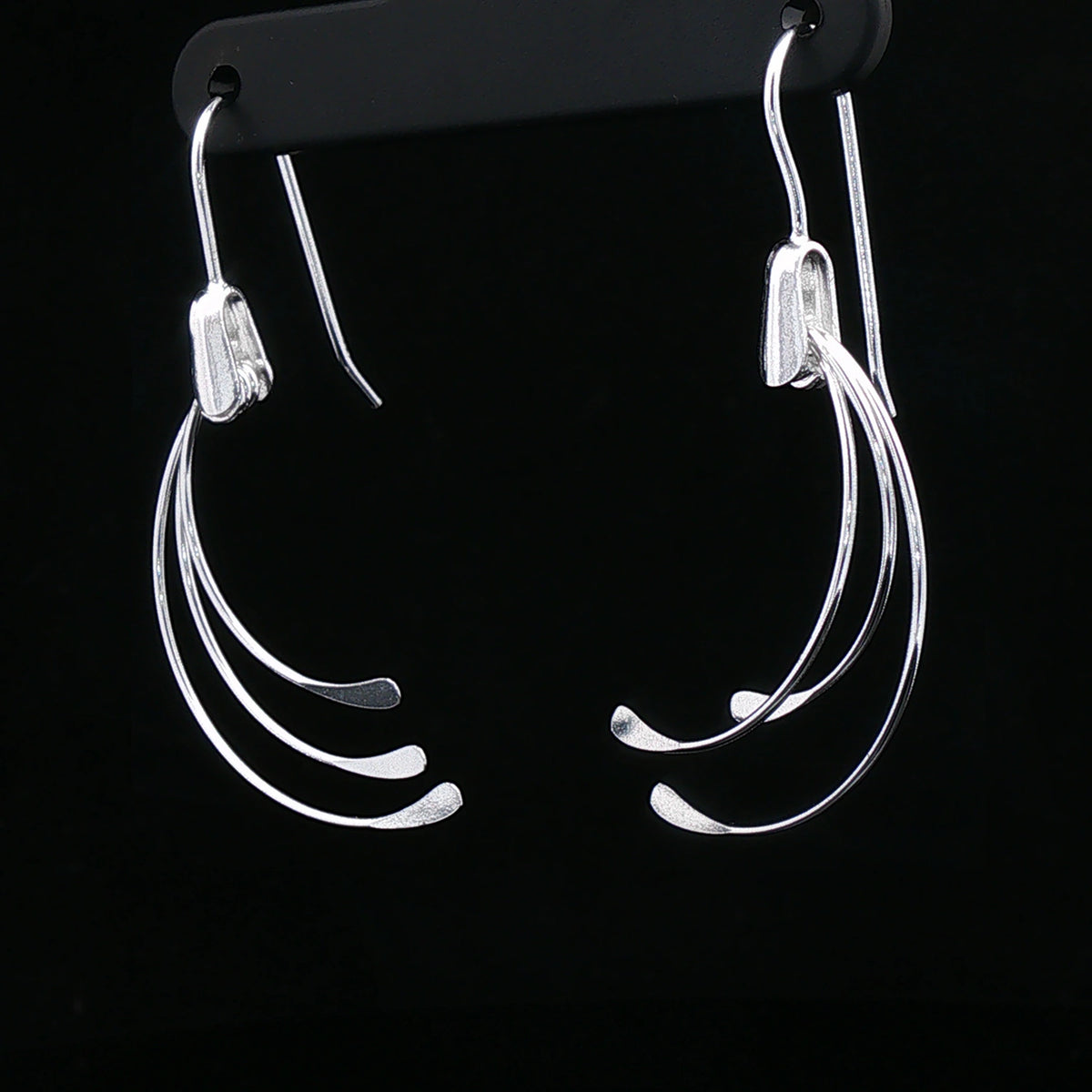 Silver Wave Drop Earrings
