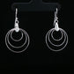 Triple Circle Silver Drop Earrings