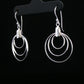 Triple Circle Silver Drop Earrings