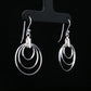 Triple Circle Silver Drop Earrings