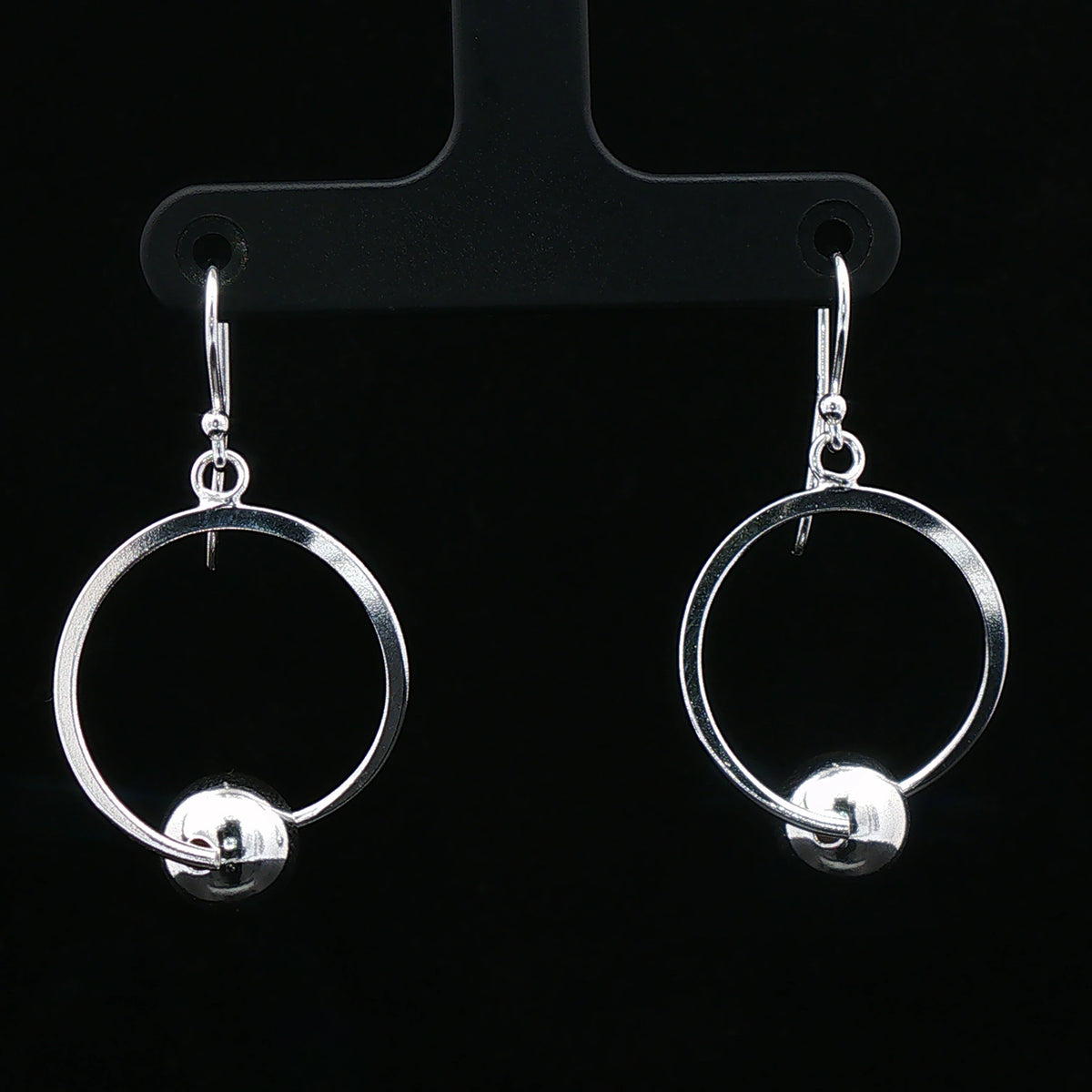 Silver Orbit Ball Drop Earrings