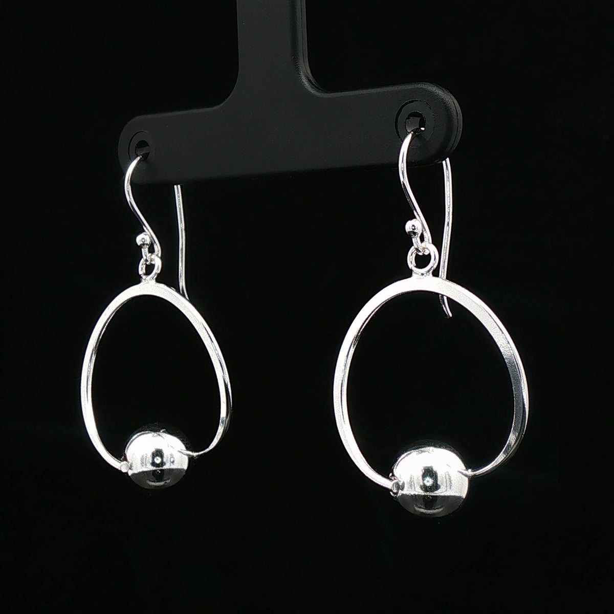 Silver Orbit Ball Drop Earrings