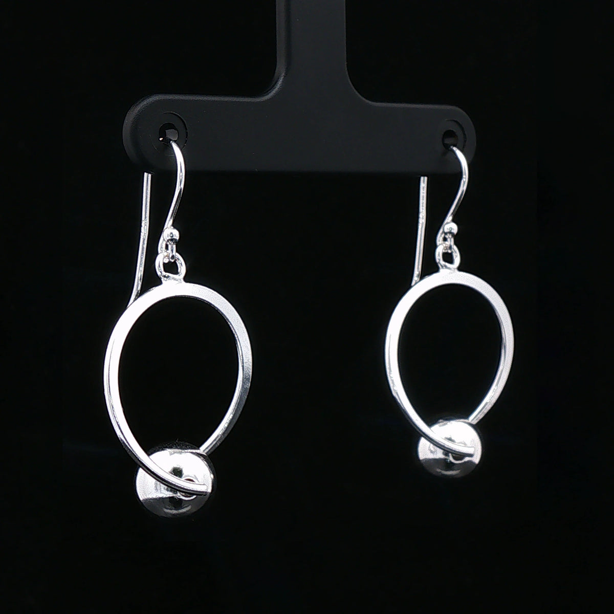 Silver Orbit Ball Drop Earrings