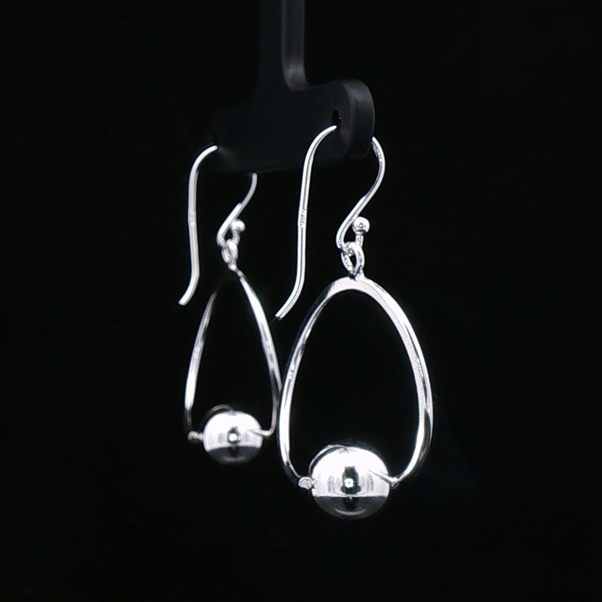 Silver Orbit Ball Drop Earrings