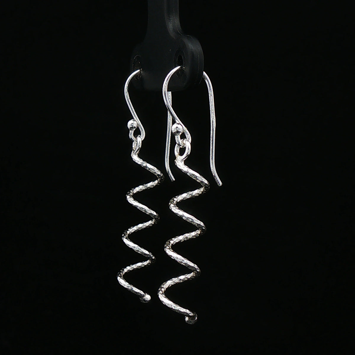 Silver Spiral Drop Earrings