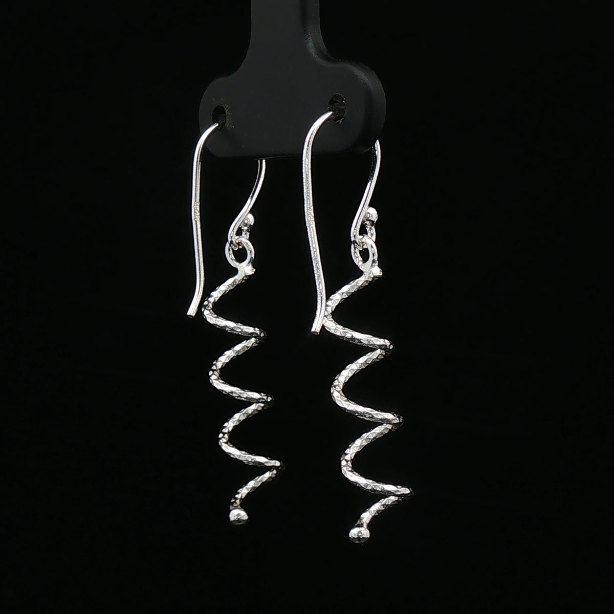 Silver Spiral Drop Earrings