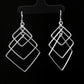 Silver Geometric Diamond Drop Earrings