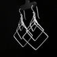 Silver Geometric Diamond Drop Earrings