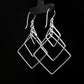 Silver Geometric Diamond Drop Earrings