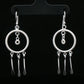 Silver Luna Circle Drop Earrings