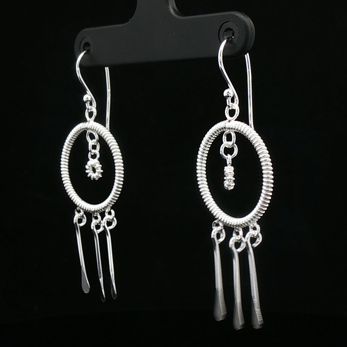 Silver Luna Circle Drop Earrings