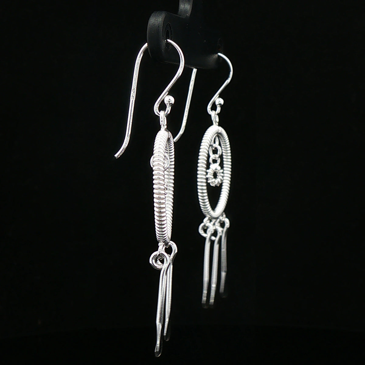 Silver Luna Circle Drop Earrings