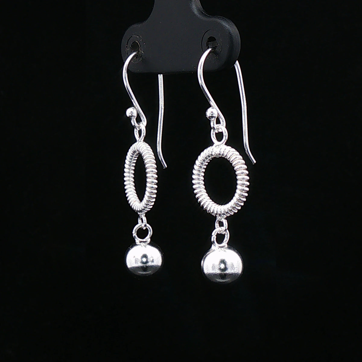 Silver Textured Circle Drop Earrings