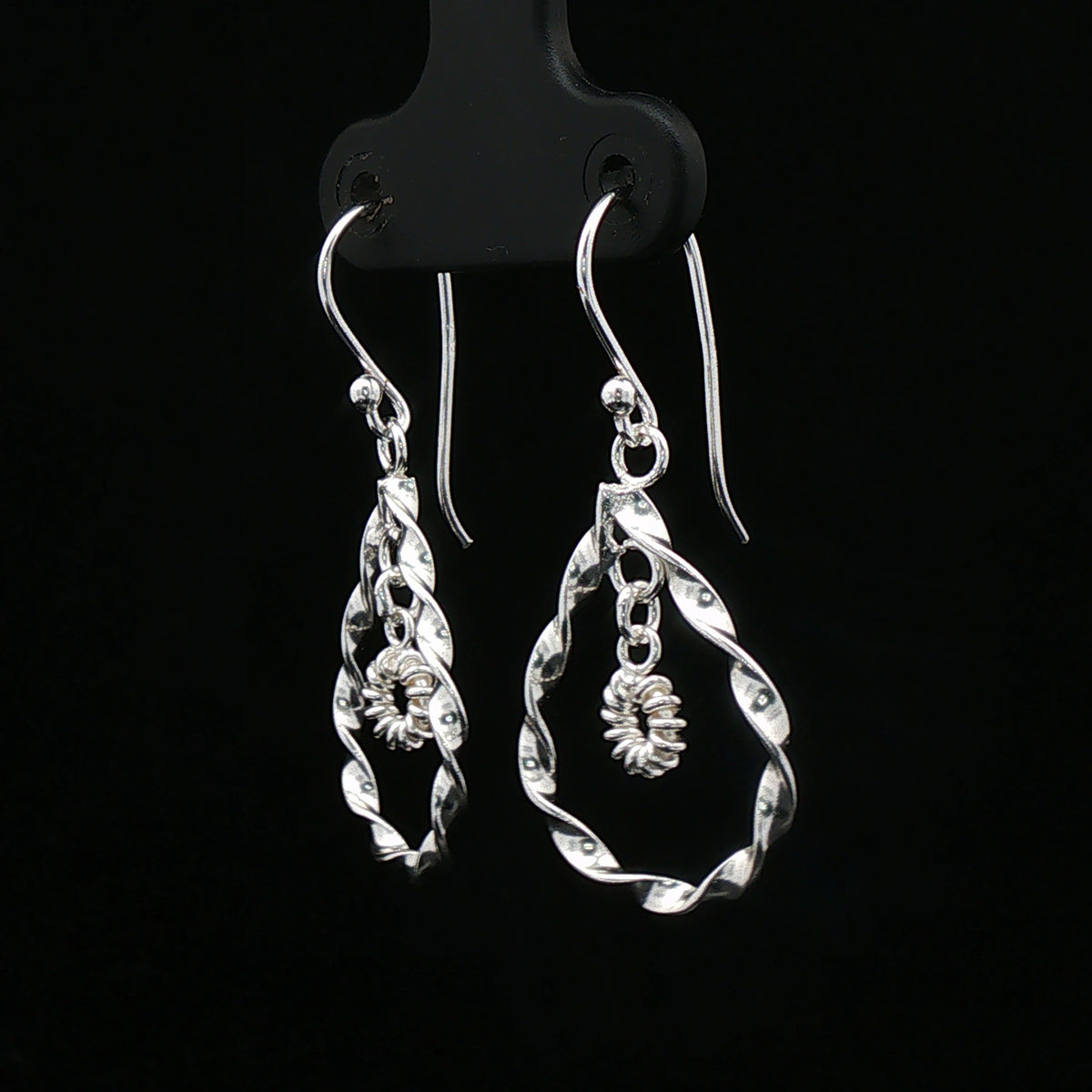 Twisted Silver Floral Drop Earrings