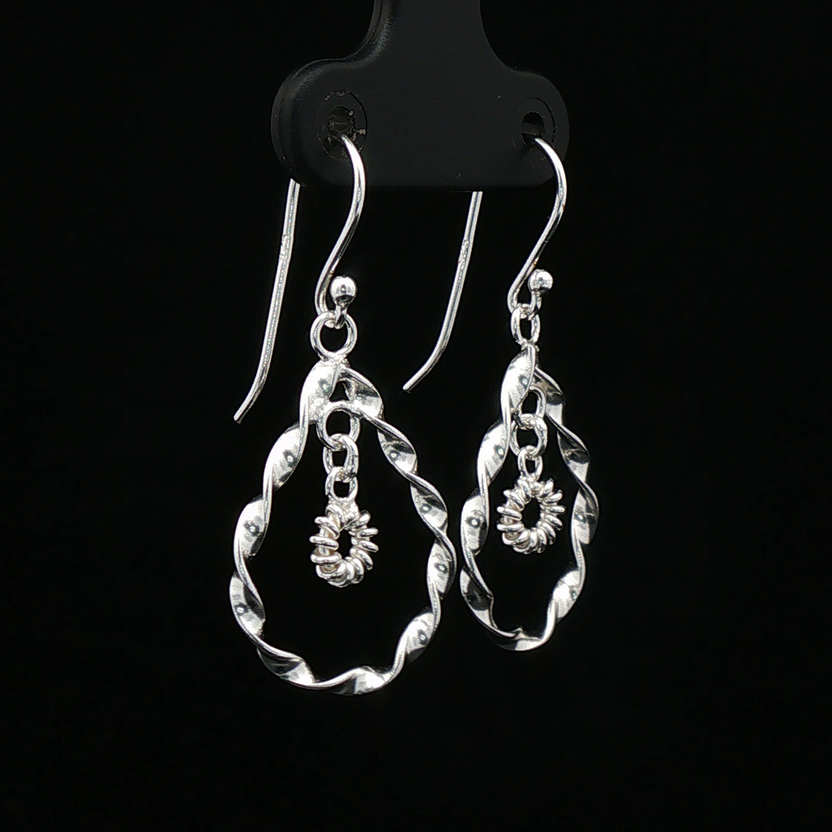 Twisted Silver Floral Drop Earrings