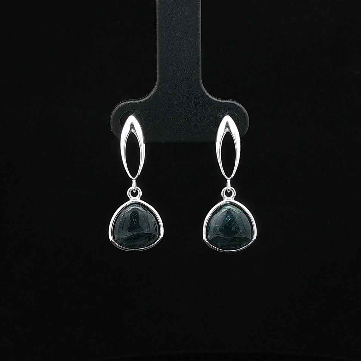 Emerald Aura Silver Drop Earrings