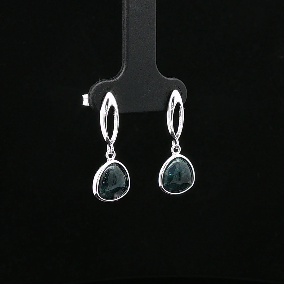 Emerald Aura Silver Drop Earrings