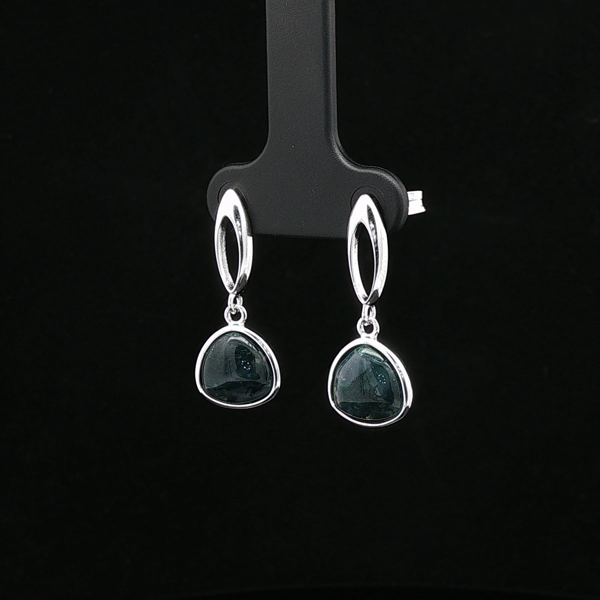 Emerald Aura Silver Drop Earrings