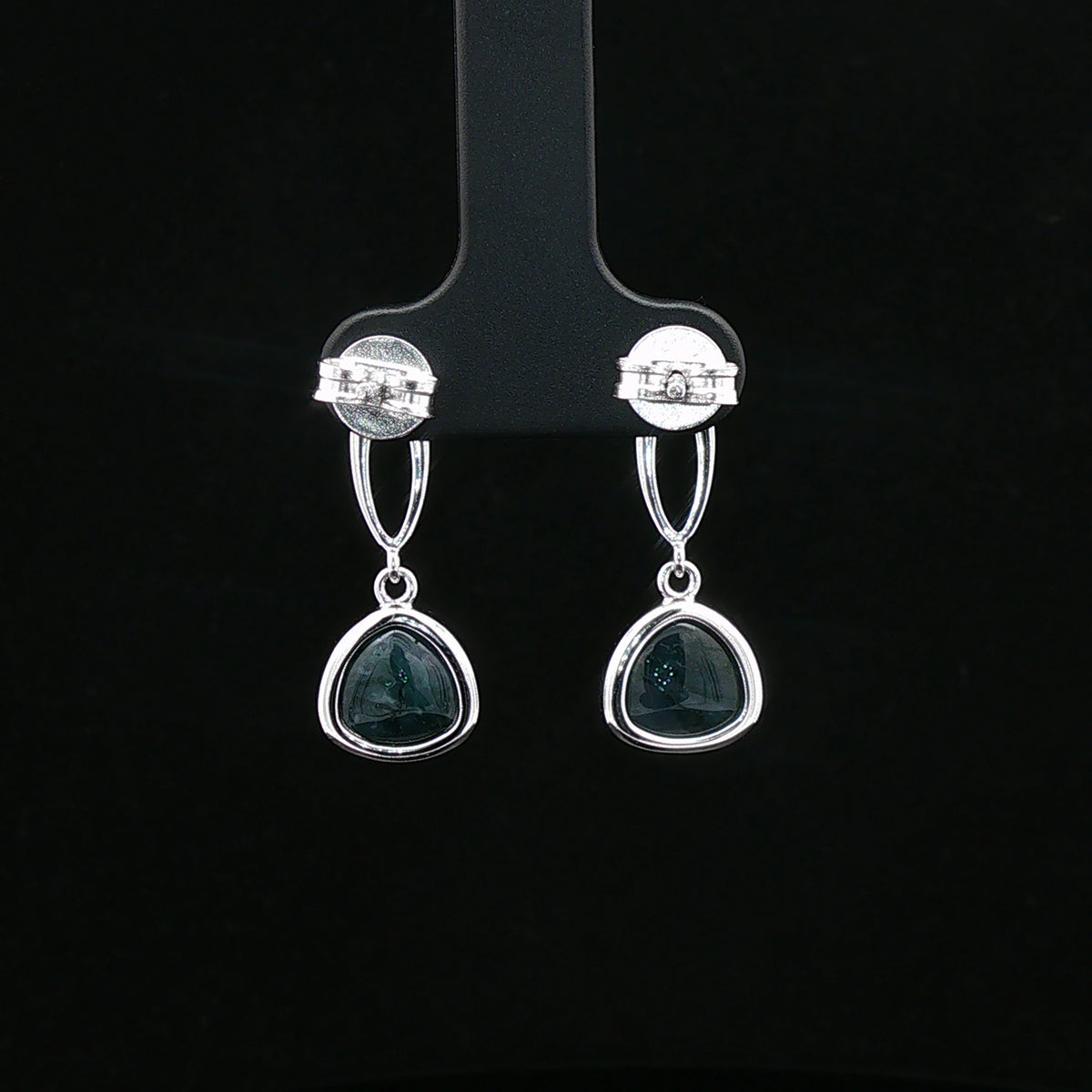 Emerald Aura Silver Drop Earrings