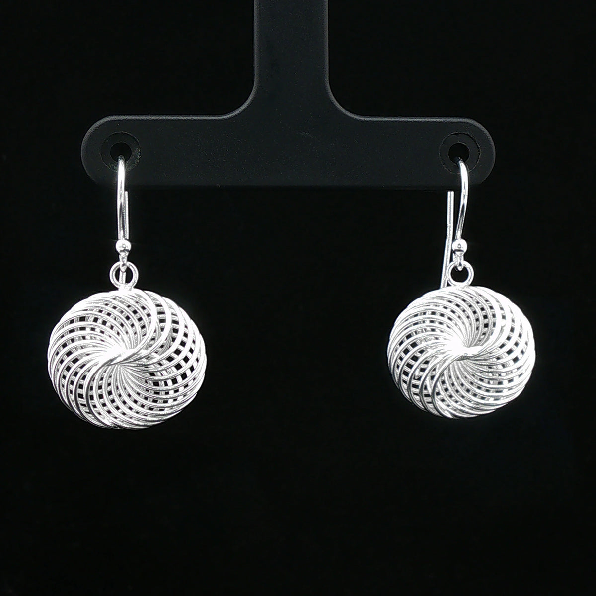 Silver Spiral Mesh Drop Earrings
