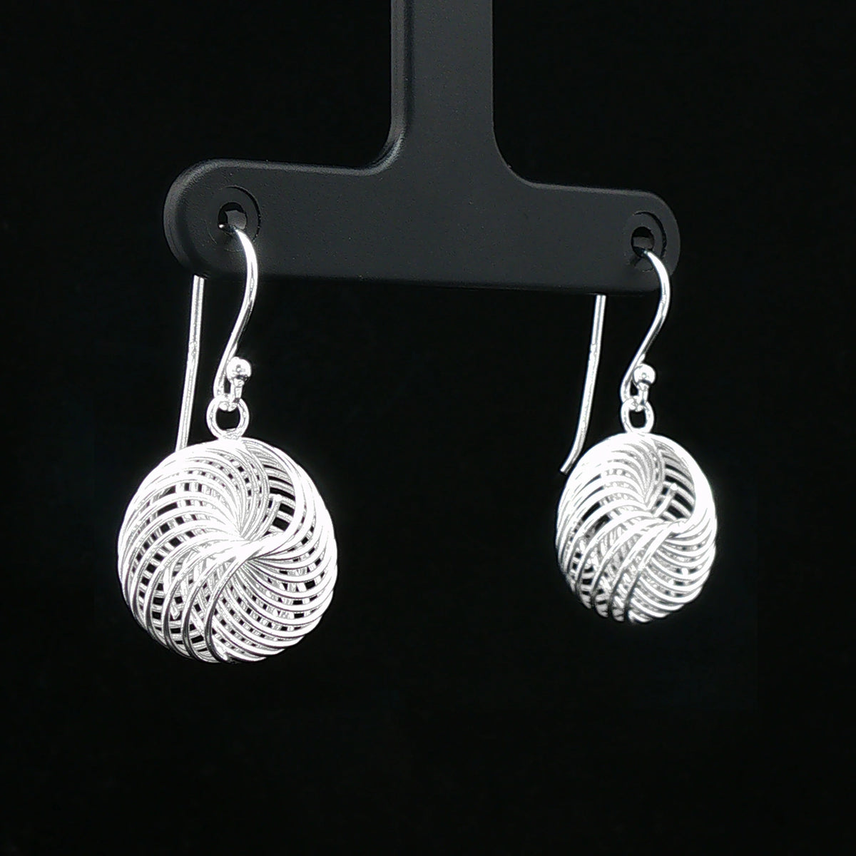 Silver Spiral Mesh Drop Earrings