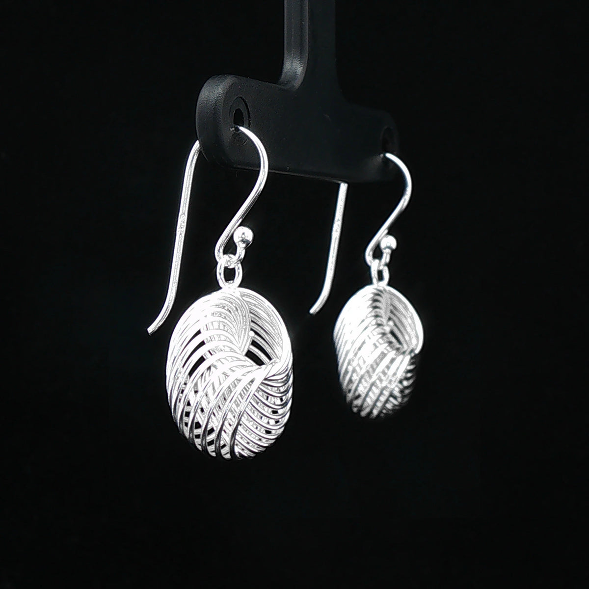 Silver Spiral Mesh Drop Earrings