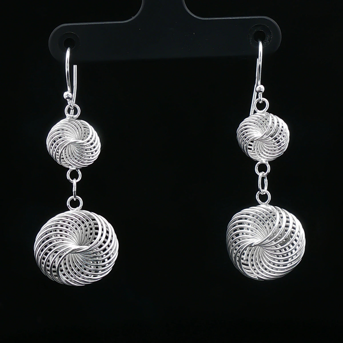 Swirl Aura Silver Drop Earrings