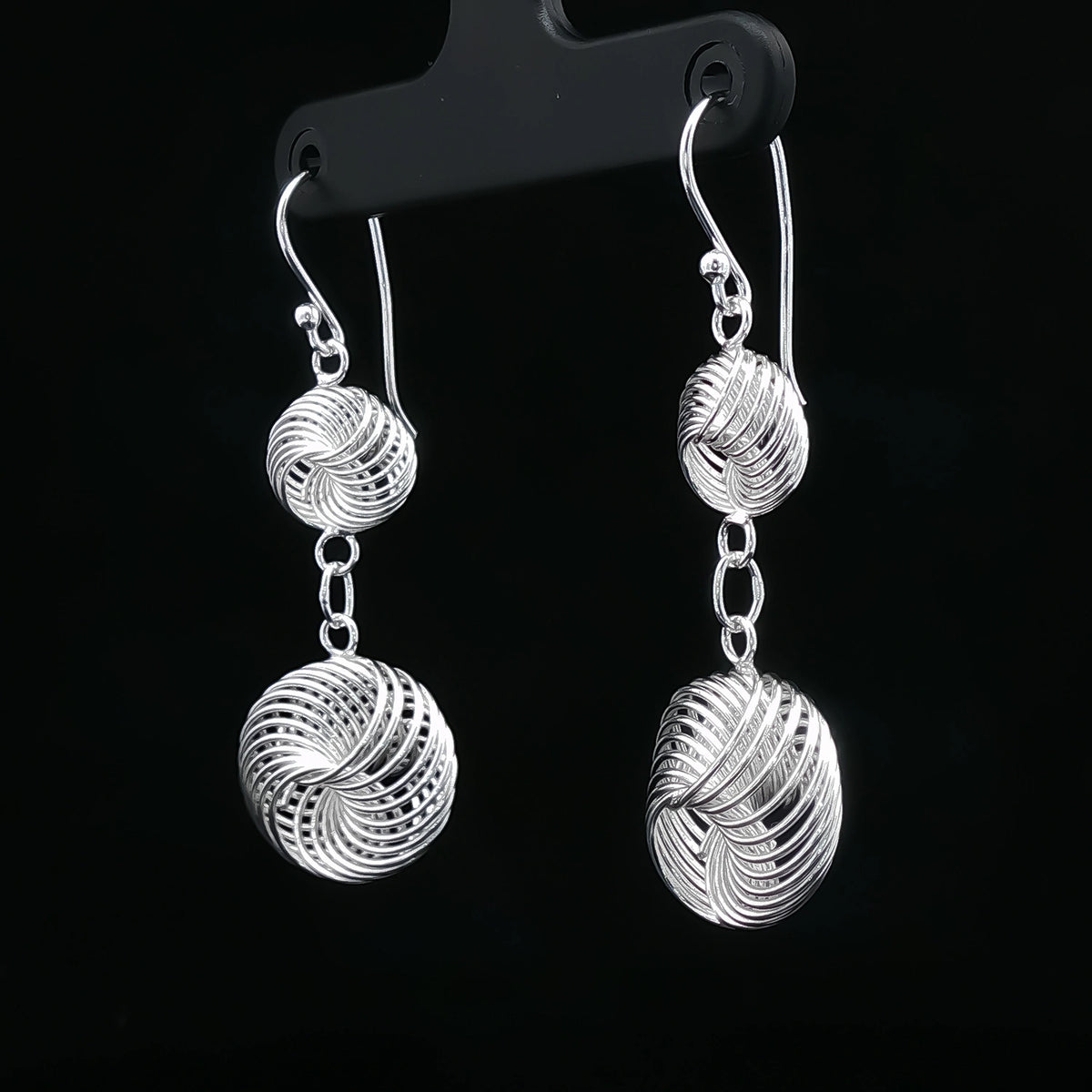Swirl Aura Silver Drop Earrings