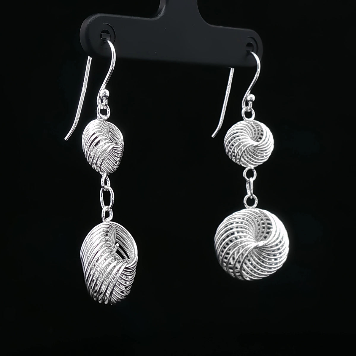 Swirl Aura Silver Drop Earrings
