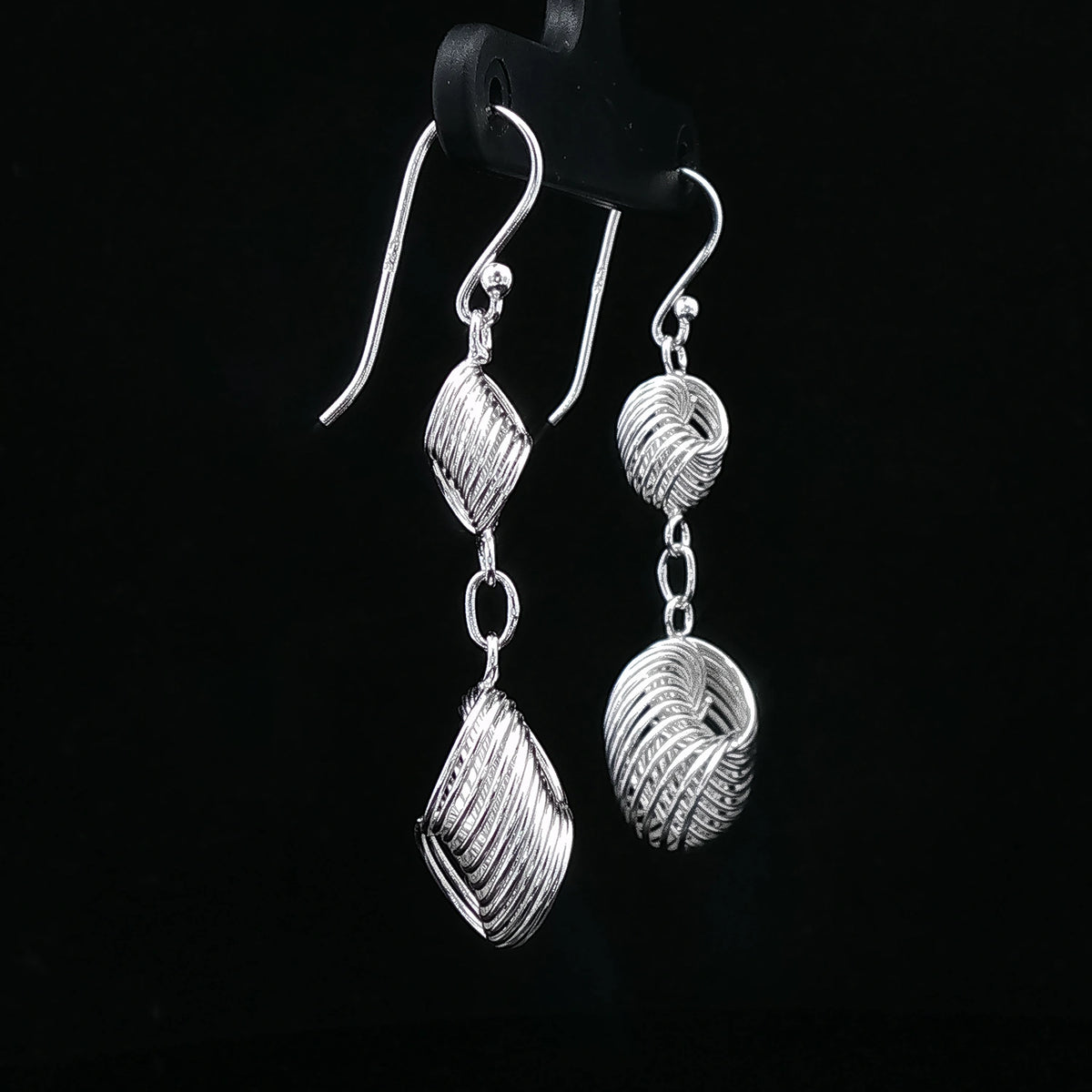 Swirl Aura Silver Drop Earrings