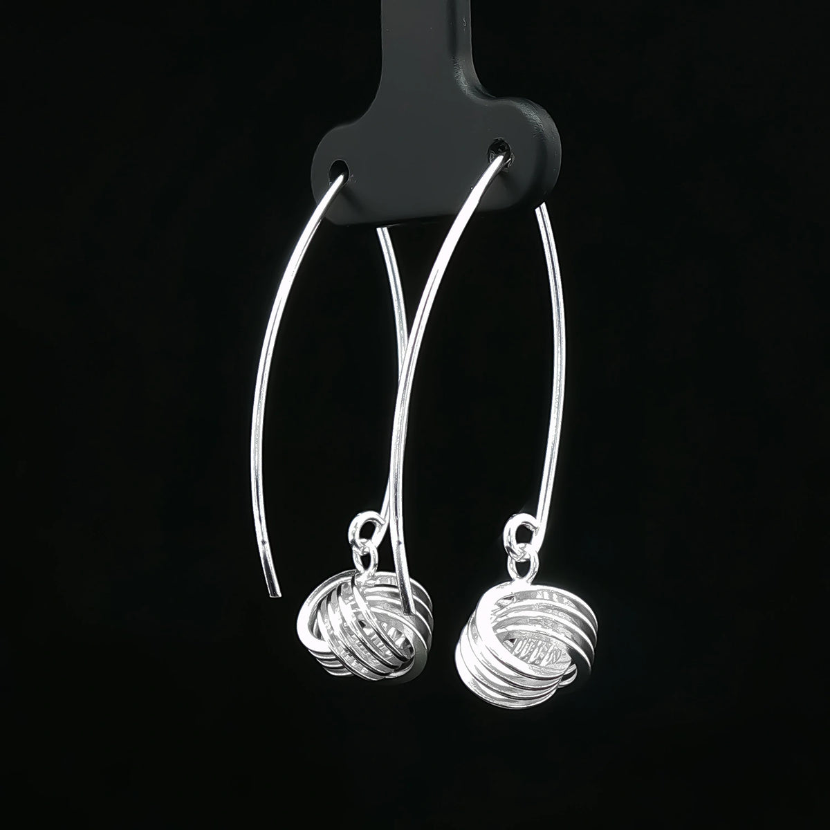 Silver Orbit Knot Drop Earrings