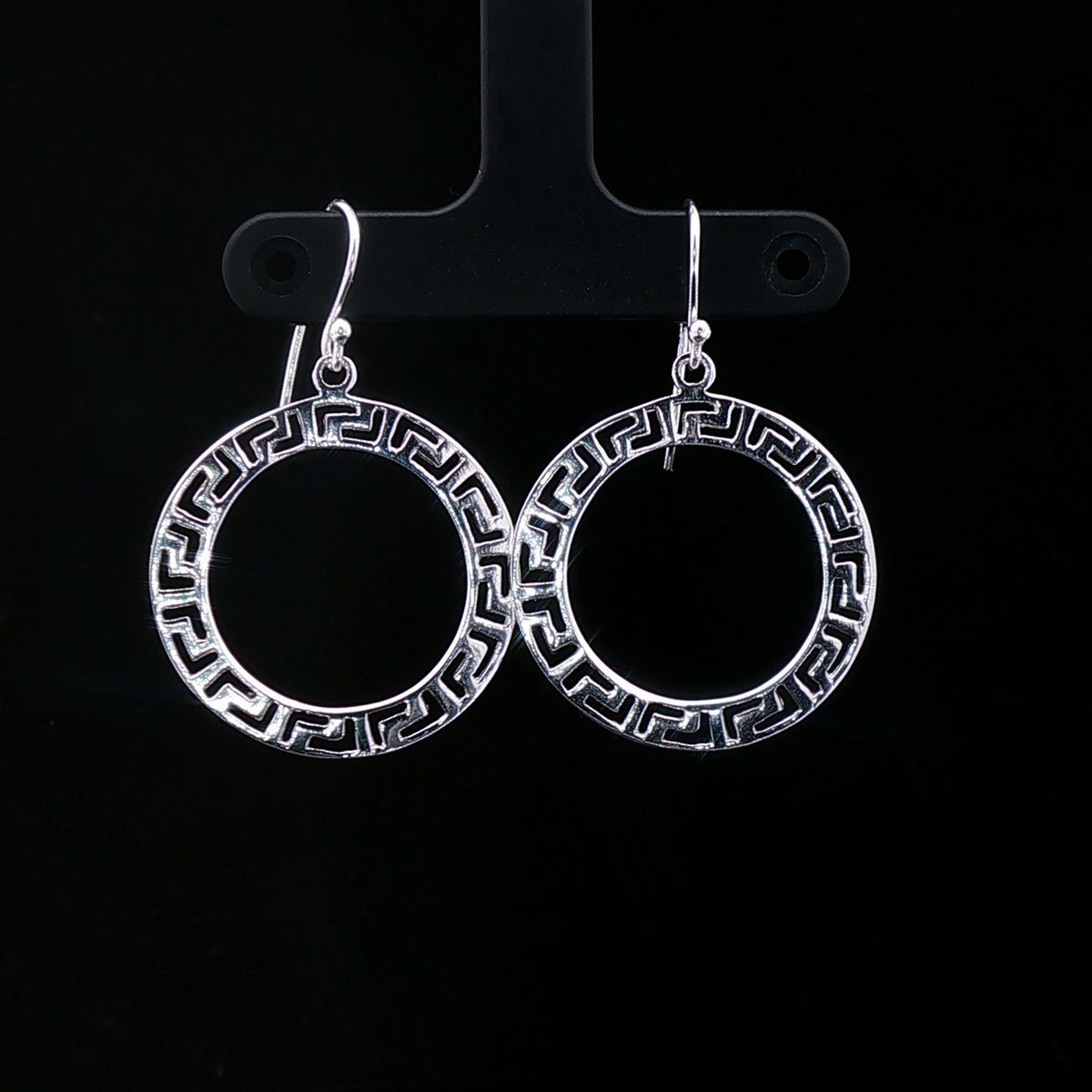 Greek Halo Silver Hoop Earrings