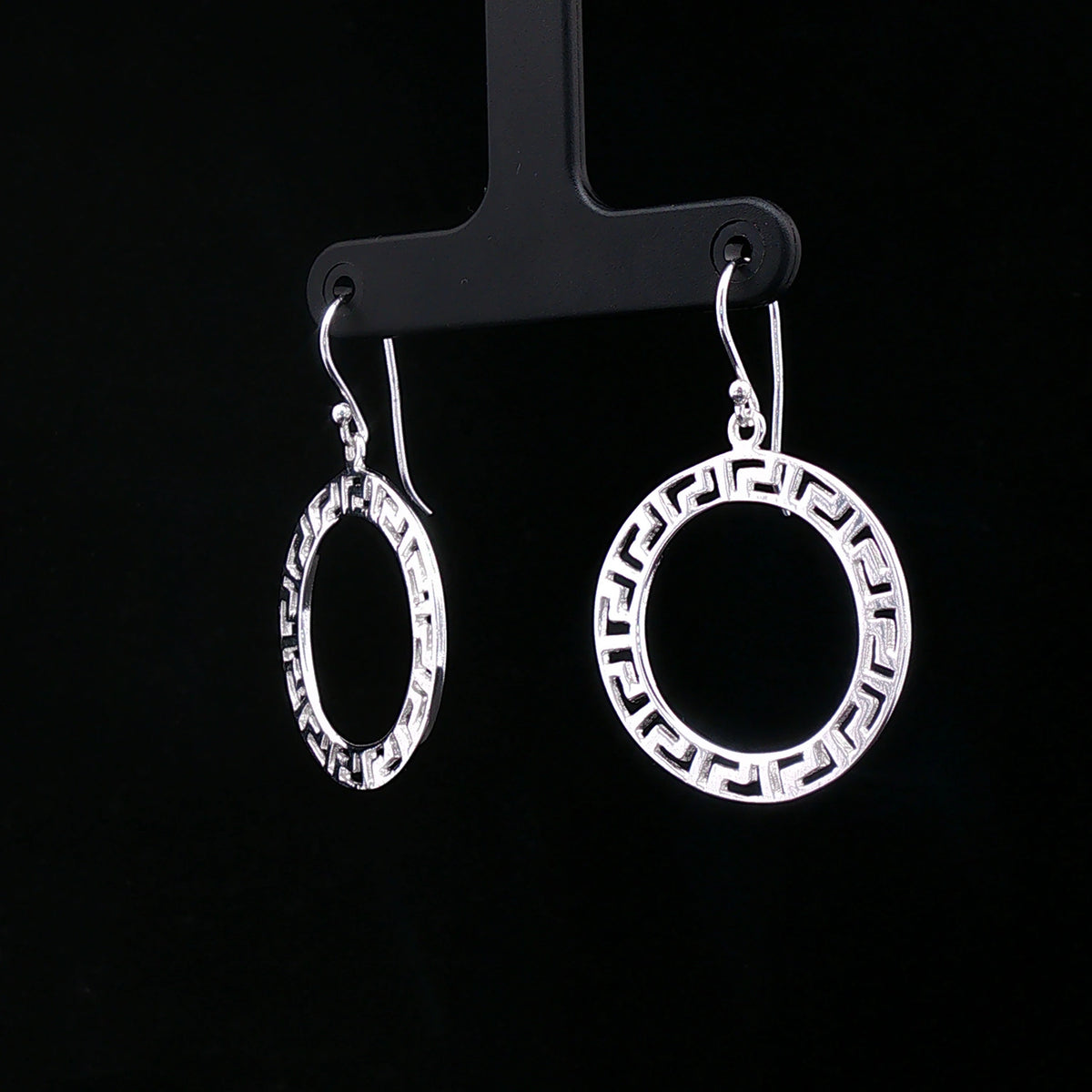 Greek Halo Silver Hoop Earrings