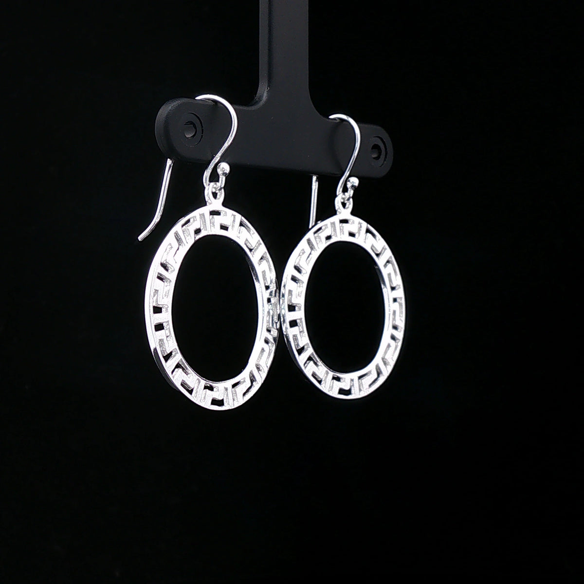 Greek Halo Silver Hoop Earrings