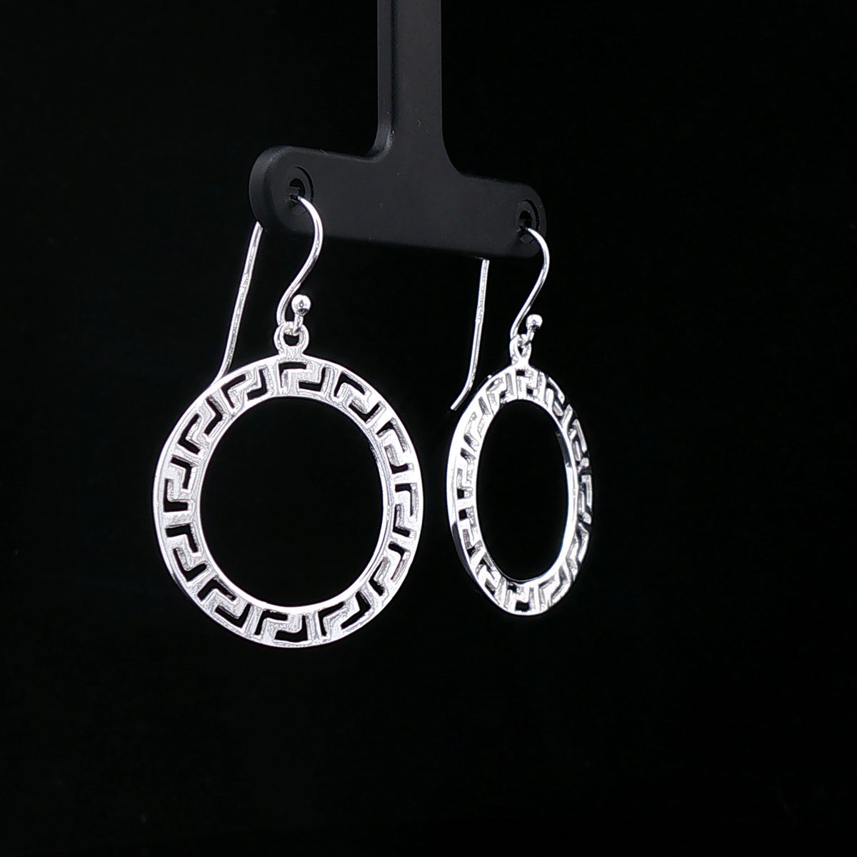 Greek Halo Silver Hoop Earrings