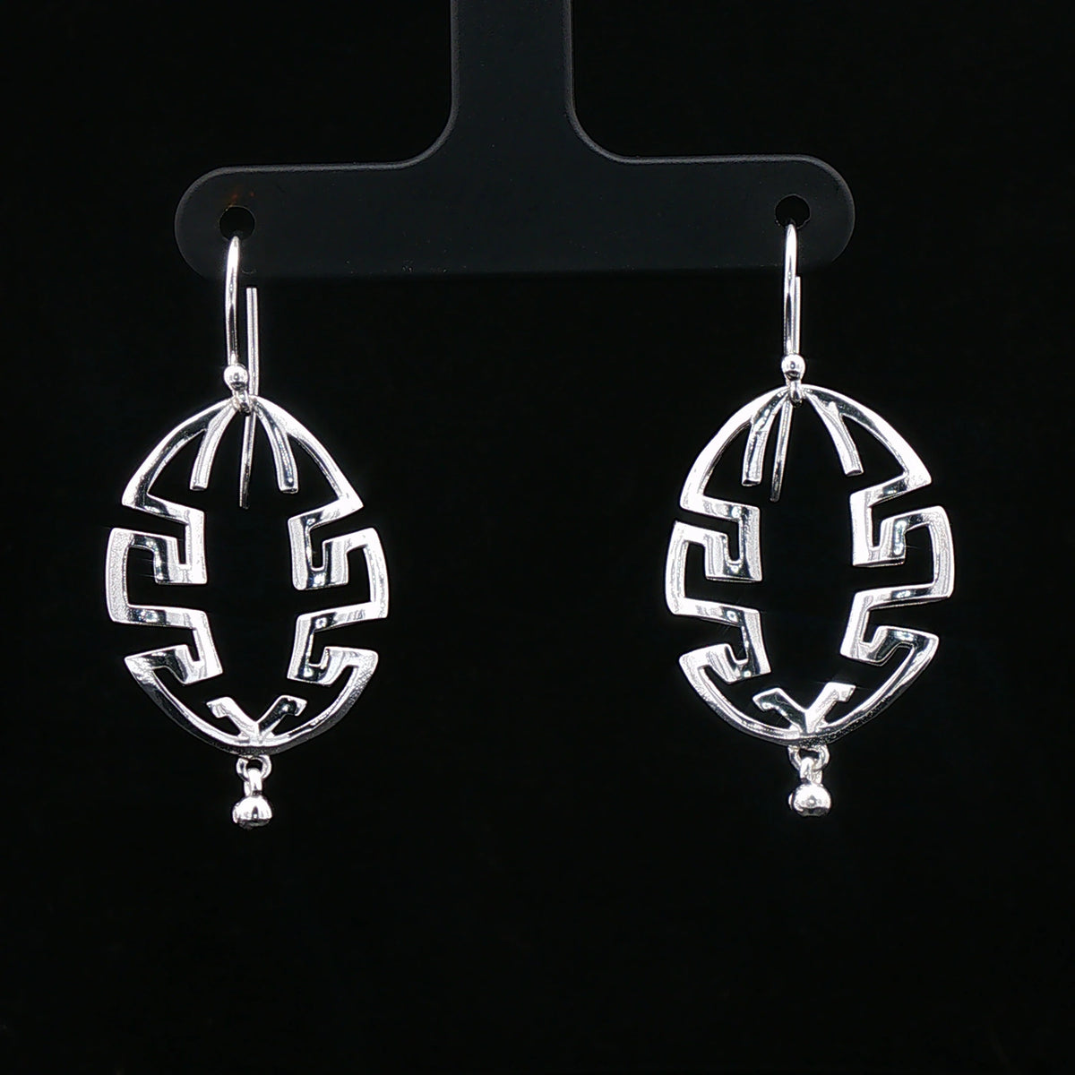 Silver Geometric Maze Drop Earrings