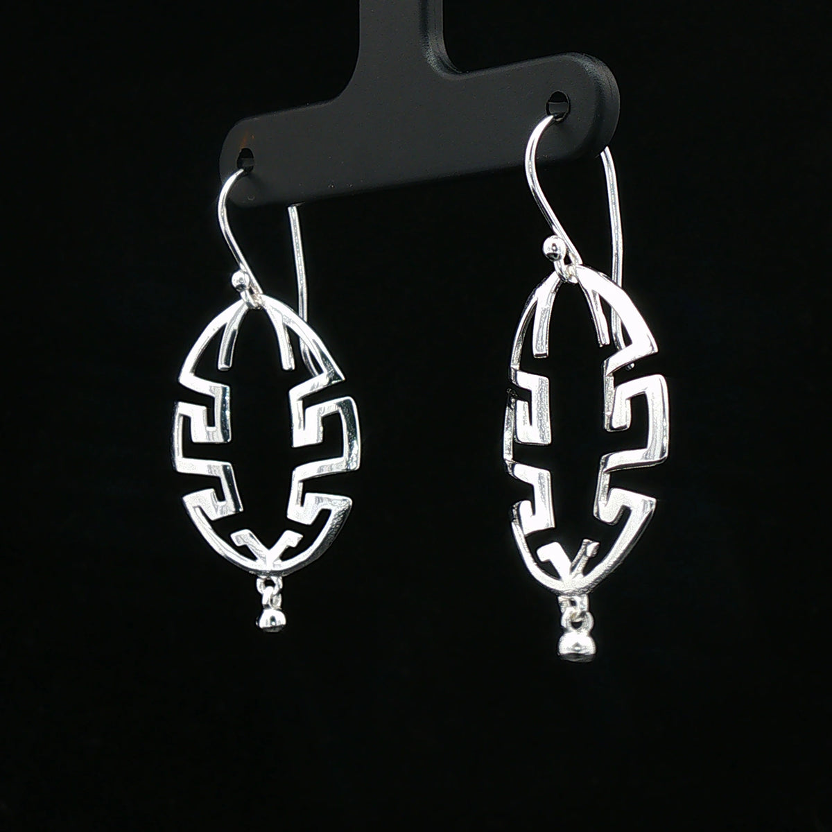 Silver Geometric Maze Drop Earrings