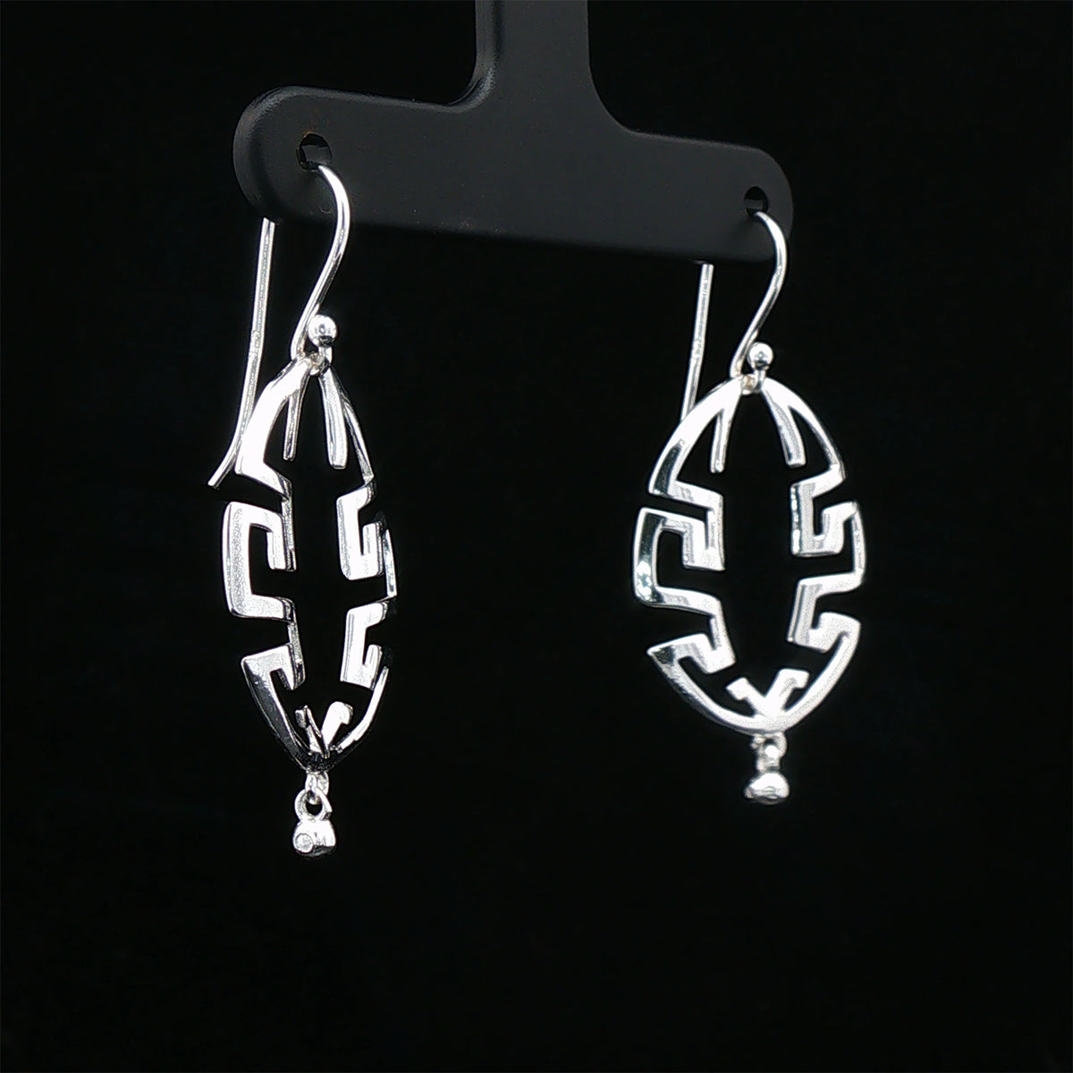Silver Geometric Maze Drop Earrings