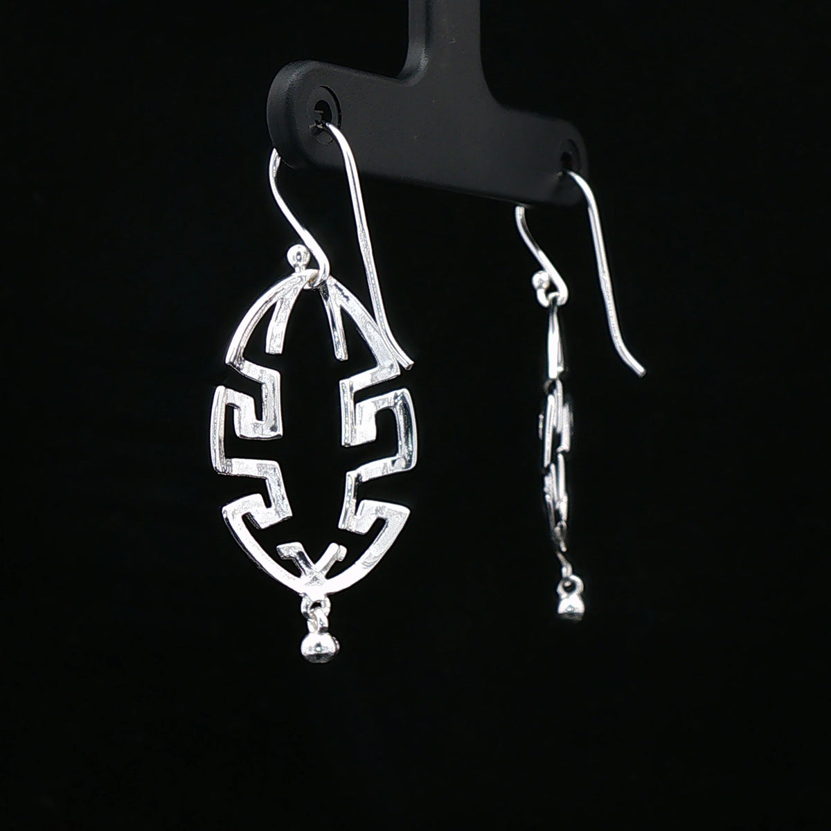 Silver Geometric Maze Drop Earrings