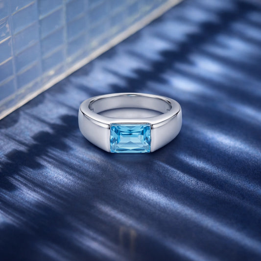 Silver Shield Solitaire Ring