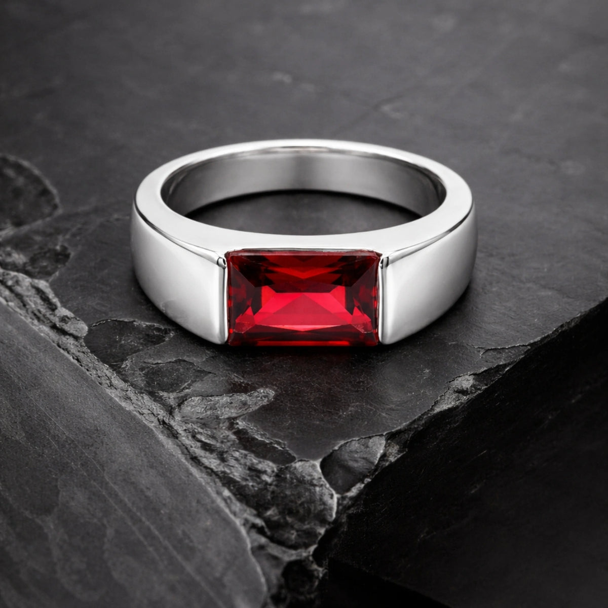 Silver Shield Solitaire Ring