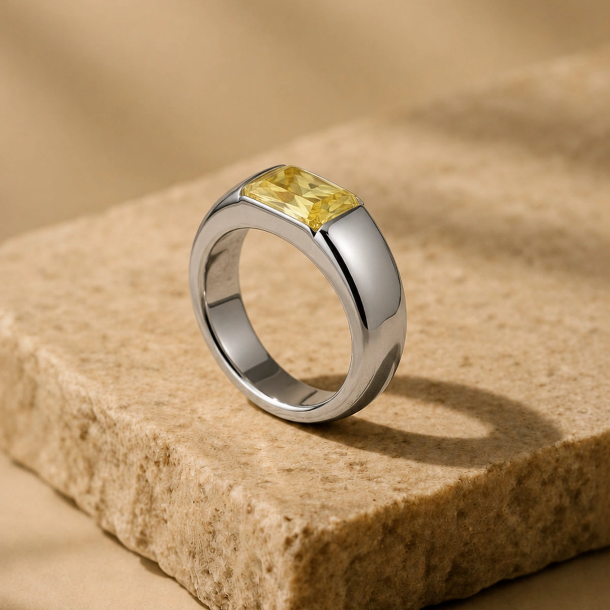 Silver Shield Solitaire Ring