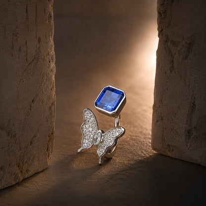 Royal Blue Butterfly Statement Ring