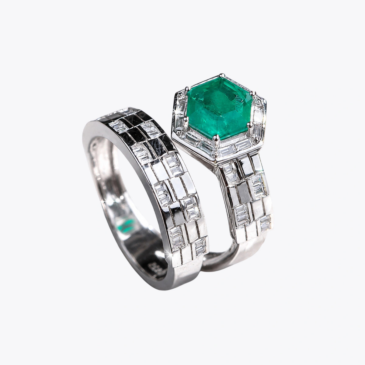 Emerald Luxe Hexagon Statement Ring