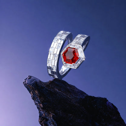 Ruby Royale Hexagon Statement Ring