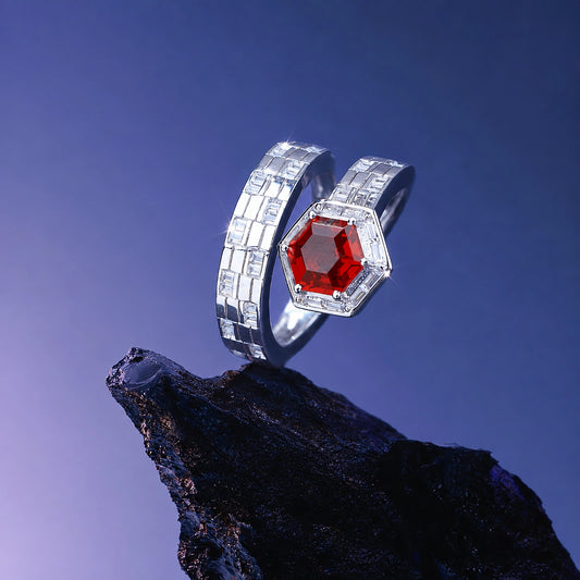 Ruby Royale Hexagon Statement Ring