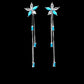 Aqua Bloom Long Drop Earrings