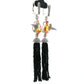 Golden Teardrop Black Tassel Earrings