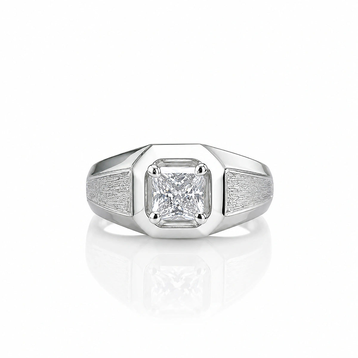 The Alencia Urban Brushed Solitaire Silver Ring